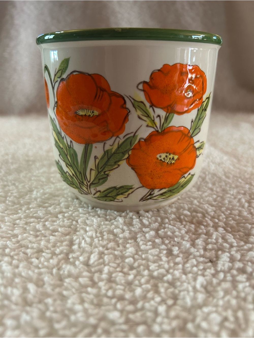 Vintage Hand Painted Poppy Floral Ceramic Cup